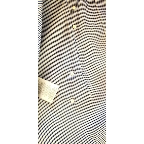 Tibi  Blue Jones Asymmetric Striped Shirt Tortoiseshell Buttons Sz 4 - Picture 8 of 11